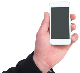 Hand of businessman holding smart phones
