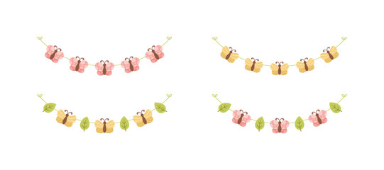 Cute Butterfly Garland Set, Spring Summer Nature Design Element