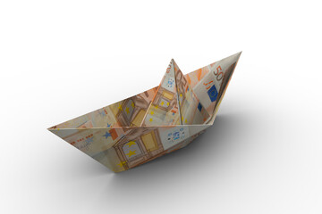 Euro folded into shape of boat