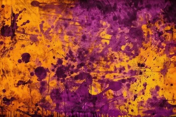 vibrant abstract painting featuring yellow and purple hues. Generative AI