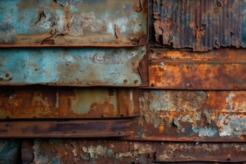 heavily rusted metal wall with texture and detail. Generative AI