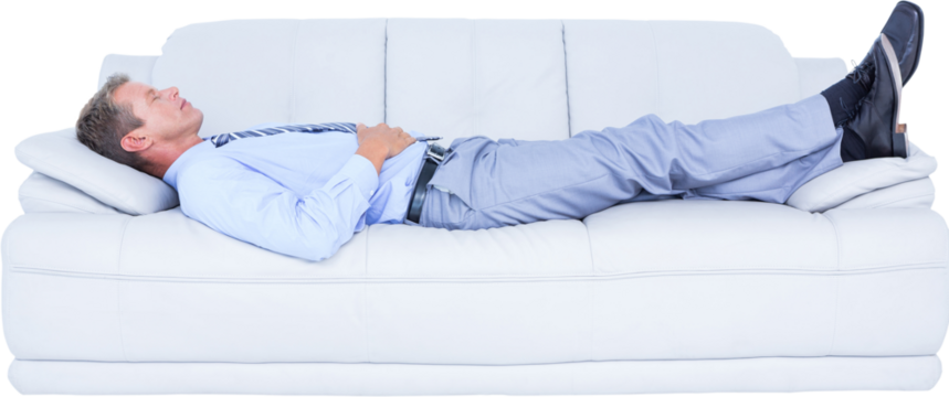 Businessman lying on sofa