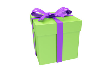 Green gift box on white background