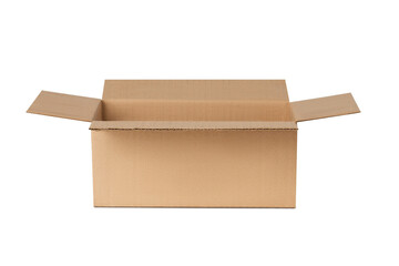 Cardboard box opened for delivery, parcels. On an empty background. PNG