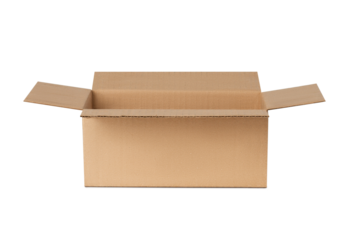 Cardboard box opened for delivery, parcels. On an empty background. PNG