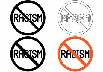 no racism sign set isolated on white background