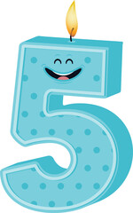 Happy birthday candle number five icon