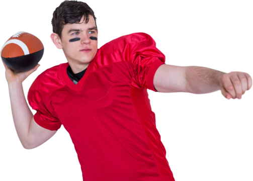 American football player throwing a ball