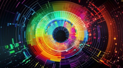 A brightly colored data explosion concept background. Generative AI. 