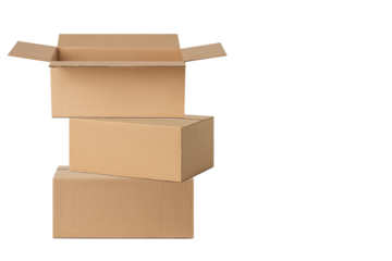 several cardboard boxes for delivery, parcels. On an empty background. PNG
