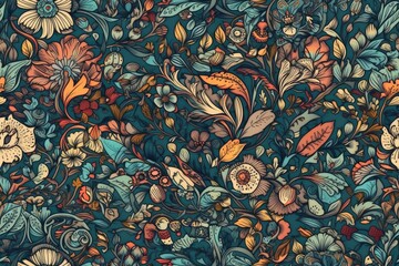 vibrant and colorful floral pattern with an abundance of flowers. Generative AI