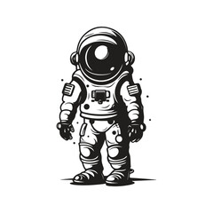 Obraz na płótnie Canvas astronaut, logo concept black and white color, hand drawn illustration