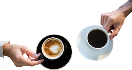 Hands holding coffee cup