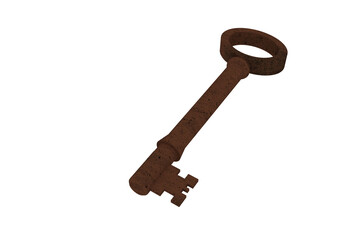 Digitally generated rusty old key