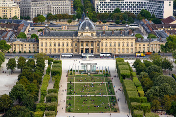 Paris, France - aerial city view with Ecole Militaire (Military School)