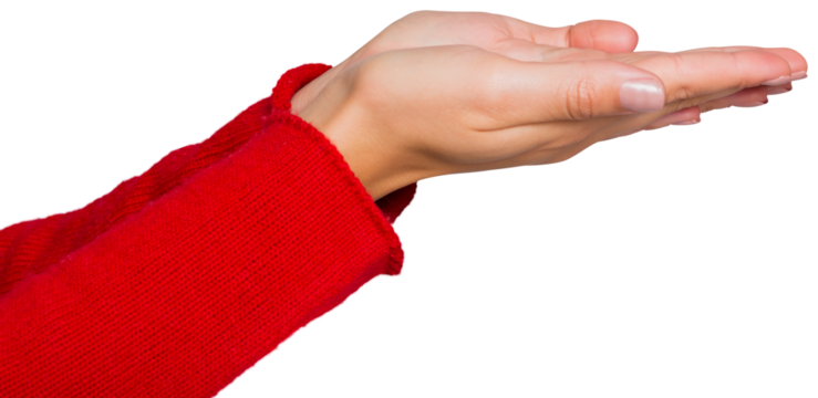 Woman holding out her hands - Powered by Adobe