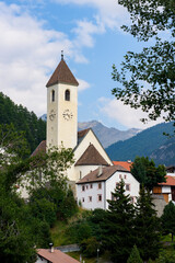 Fototapeta premium Santa Caterina church, Curon, Italy