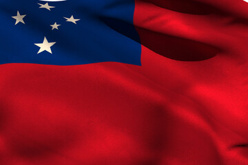Samoan flag over white background