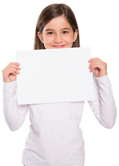 Fototapeta premium Cute little girl showing card