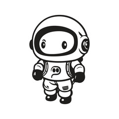 Obraz na płótnie Canvas cute astronaut, logo concept black and white color, hand drawn illustration