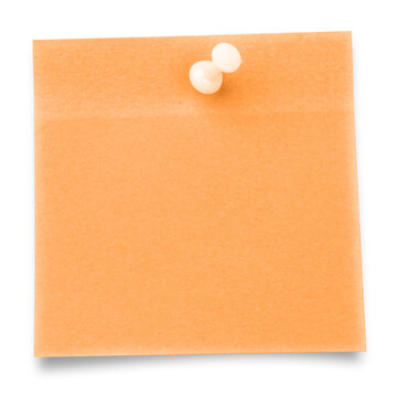 Orange sticky note with thumbtack