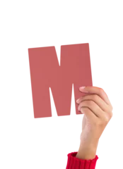 Rolgordijnen Person holding red M sign © vectorfusionart