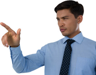 Businessman touching invisible interface