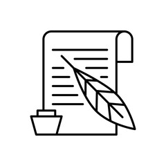 Feather quill pen line icon
