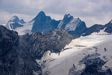 Fototapeta na wymiar Stelvio pass sky resort. The Alps