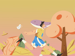 Vector internet operation hand-drawn illustration of people exercising and running healthy
