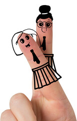 Anthropomorphic smiley faces of students on fingers