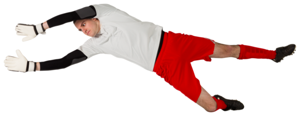 Fit goal keeper jumping up