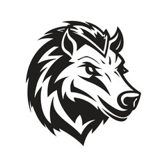 boar, logo concept black and white color, hand drawn illustration