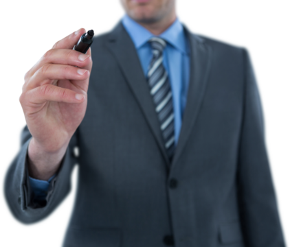 Businessman writing on digital screen  - Powered by Adobe