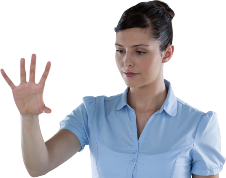 Beautiful businesswoman using digital screen