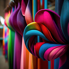 some colorful ribbons hanging on the side of a building in new york, ny photo by david scott / shutterstocker com. Generative AI