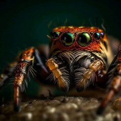 Vibrant Spider Heads: A Macro Illustration. Ai generated