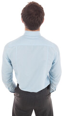 Businessman standing with hands in pockets