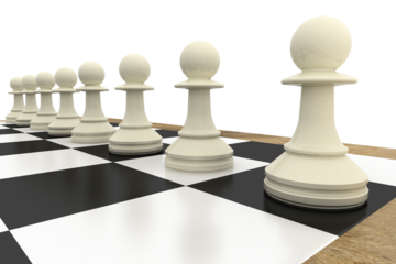 White pawns on chess board