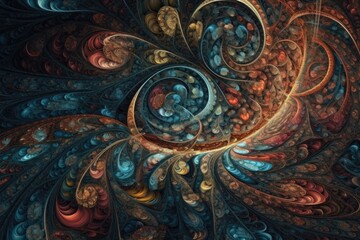 colorful spiral design created with computer graphics. Generative AI