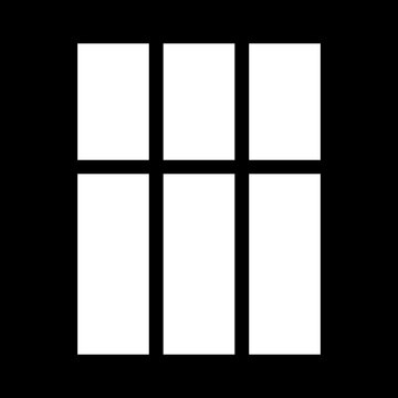 Silhouette of window of nine sections for light gobo mask.