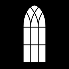 Silhouette of big classic temple window on black. Gobo mask.