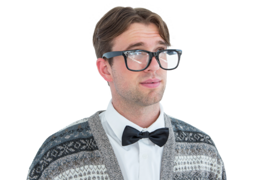 Thoughtful geeky hipster 