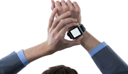 Cropped hands of businessman checking his smart watch