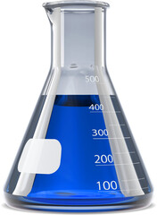 Blue chemical solution in measuring cylinder