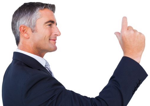 Side view of businessman making little gesture - Powered by Adobe