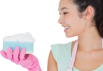 Woman with a sponge