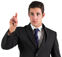 Businessman standing and pointing