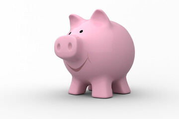 Close up of pink piggy bank