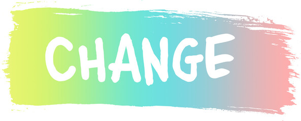 Digital image of change text on colorful paint